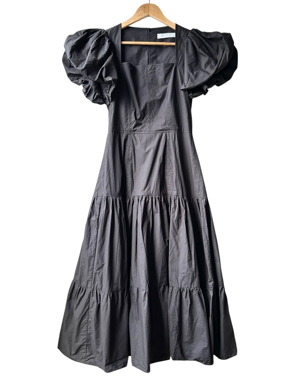 Hunter Bell Cassidy Puff Sleeve Midi Cocktail Dress in Black Sz 6 - Picture 5 of 15